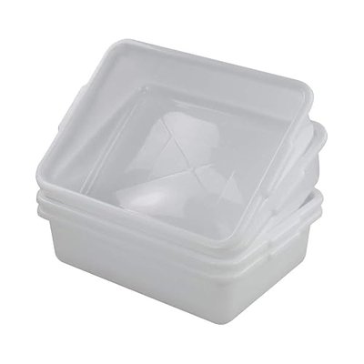 Wash Basin Tub, Plastic Dish Pan 8 Liter, White Bus Tubs, Set of 4