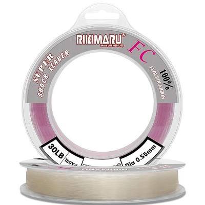 Rikimaru FC 100% Fluorocarbon Pure Shock Resistant, Sinks Faster Than Mono, Leader Material, 2LB-150LB