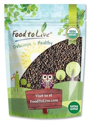 Food to Live - Organic Black Pepper, 8 Ounces - Whole Dried Peppercorns, Non-GMO, Kosher, Vegan, Bulk, Great for Spicing and Seasoning, Perfect for Grinder Refill