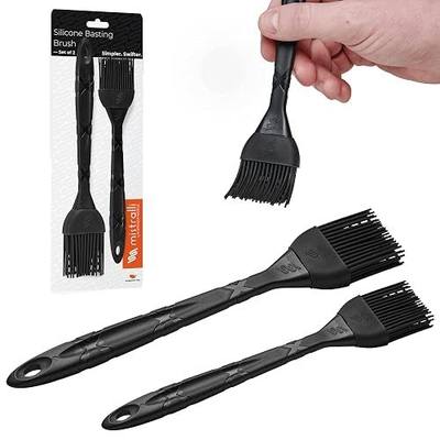 M KITCHEN WORLD Silicone Pastry Brush for Cooking 2 Pieces - Rubber Basting Brush with Grid, Kitchen Brushes Utensils for Food Sauce Butter Oil BBQ Spreading