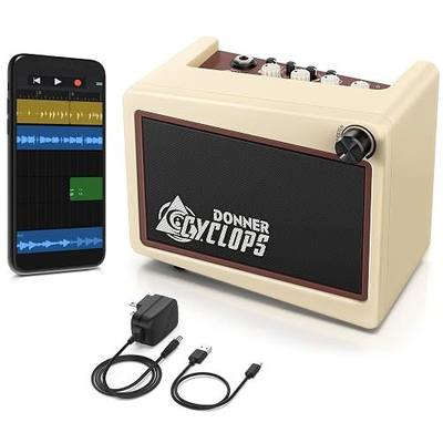 Donner Mini Electric Guitar Amp Digital, Wireless Small Electric Guitar Amplifier 5W, Cyclops Portable Practice Amp with 7 Models 3 Types Effects and Drum Machine