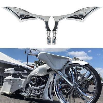 Pair Motorcycle Chrome Side Mirrors for Sportster XL 883 1200 Road King V-Rod Street Glide Electra Glide Dyna Softail 1982-2018