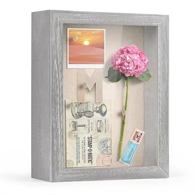 Love-KANKEI Shadow Box Frame 8 x 10 Shadow Box Display Case with Removable Glass Window and Linen Backboard, Photo Memory Box for Keepsakes, Award, Medal, Collectibles, Rustic Gray