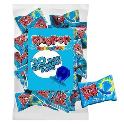 Ring Pop Blue Raspberry Lollipop, 30 Count, Bulk Blue Candy, Party Favors | Individually wrapped blue hard candy, bulk pack, perfect for gender reveal parties, bachelorettes, and kids goodie bags