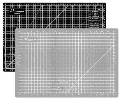 Headley Tools 18"x12" Thickened Self Healing Cutting Mat, A3 Rotary Cutting Sewing Mat for Crafts, Double Sided 5-Ply Table Cutting Board for Fabric Quilting Leather Hobby Project, Grey/Black