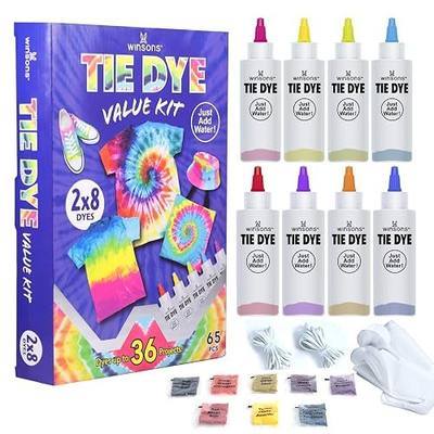 WINSONS Tie Dye Kit, 8 Colours Non Toxic Permanent Fabric Dye Art Set for Kids Women for Homemade Party Creative Group Activities DIY Gift