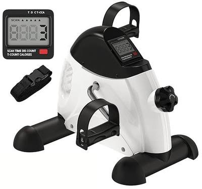 Mini Exercise Bike, Under Desk Bike Pedal Exerciser Portable Foot Cycle Arm & Leg Peddler Machine with LCD Screen Displays
