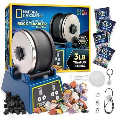 National Geographic 3 Lb. Rock Tumbler Kit for Kids and Adult Beginners | 3 Lb. Capacity Barrel, 3-Speed Motor, 9-Day Timer, Rough Rocks and Polishing Grit, Rock Polisher, Geology Hobby