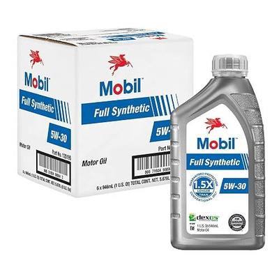 Mobil Full Synthetic Motor Oil 5W-30, 1 Quart (6-pack)