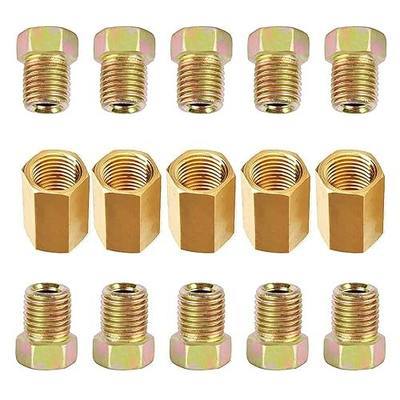 MuHize 1/4 Brake Line Fittings - Upgraded 15 Pieces 7/16 24 Threads Brake Union Fittings Assortment for 1/4” Brake Tube (5 Unions, 10 Nuts)