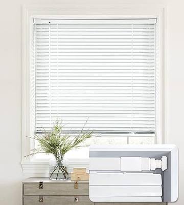 LazBlinds No Drill Cordless Aluminum Mini Blinds, 34'' W x 64'' H, White | No Drill Blinds, Horizontal Mini Blinds, Blinds for Indoor Windows