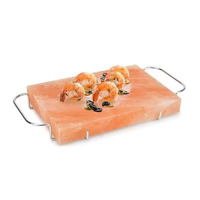 Onlyfire Himalayan Salt Block Cooking Plate with Steel Tray Set 12” x 8” x 1.5” for Cooking, Grilling, Cutting and Serving | For Cooking, Searing, Cutting and Serving, Food Grade Himalayan Pink Salt Stone, Salt Rock, BBQ Cooking Gifts for Cooks, Men