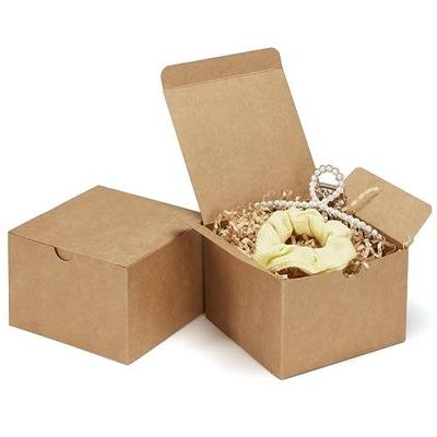 Eupako Brown Gift Boxes 5x5x3.5 25 Pack Kraft Paper Gift Boxes with Lids for Gifts, Crafting, Wedding, Birthday, Party, Cupcake