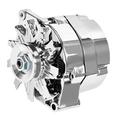 SCITOO 7127-SE105C 1 Wire Self Exciting Alternator Fits for Street Rod GM 305 350 BBC SBC High Output 105Amp Chrome Alternator 12V CW IR/EF ADR0335-C,7127SECN100A,1100125,40012395 | Fits for Street Rod GM 305 350 BBC SBC|High Output Alternator|12V CW IR/EF|ADR0335-C,7127SECN100A,1100125,40012395