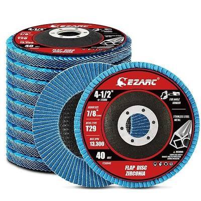 EZARC Flap Discs 40 Grit, 4 1/2 x 7/8-Inch Flap Sanding Disc, Type 29 Zirconia Grinding Wheel for Stainless Steel, Sheet Metal (10 Pack)