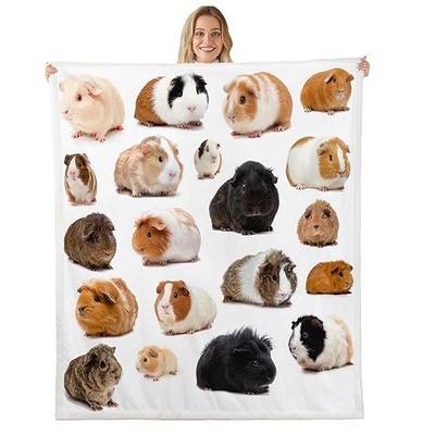 Erosebridal Guinea Pig Throw Blanket Cute Mouse 3D Printed Bed Blanket Rodents Animal Sherpa Blanket for Kids Boys Girls Teenswhite Flannel Blanket,Decorative for Camping Gifts Throw