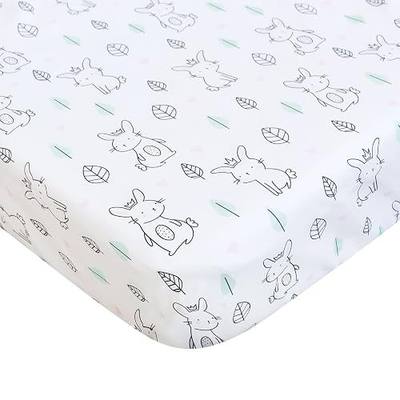 Pack and Play Sheets Fitted Mini Crib, Breathable Microfiber, Lovely Bunny | Stretchy Playard Sheets Fit for Graco Pack and Play, Mini Crib Fitted Sheets for Boys and Girls