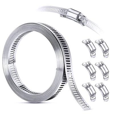 DIY Hose Clamp System Kit - 9.8 FT Band + 6 Fasteners, 304 Stainless Steel Pipe Clamp, Large Adjustable for Ductwork, Pole Mount