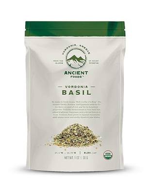 Ancient Foods Organic Basil – Organic Greek Basil from Vordonia, Dried Basil Leaves for Cooking and Seasoning (30g)