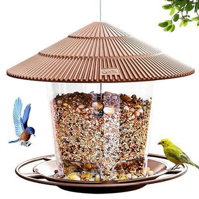 Hanizi Bird Feeder Outdoor Hanging for Wild Bird Seed, Brown