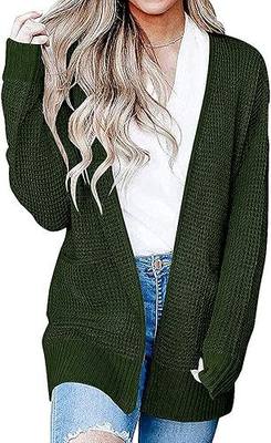 TARSE Women's Open Front Long Sleeve Cardigan Waffle Knit Loose Sweater Coats with Pockets Outwear…