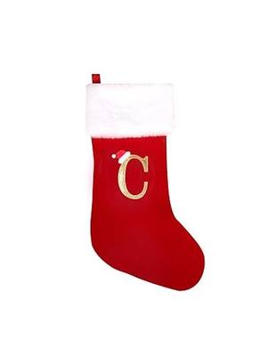 20 Inches Super Soft Plush Monogram Christmas Stockings Xmas Rustic Personalized Stocking Embroidered Letter Decoration for Decor