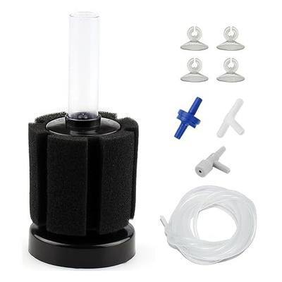 AQUANEAT Aquarium Air Powered Sponge Filter, Fish Tank Bio Bubble Filter with Airline Tubing, Valves, Suction Cup(up to 10Gal)