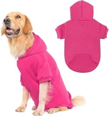 Dog Hoodie for Large Medium Small Dogs,Soft and Warm Pet Sweater with Leash Hole and Pocket Boy Girl,Puppy Fall Winter Jacket Clothes,French Pitbull Cold Weather Coat Sweatshirt,Deep Pink L