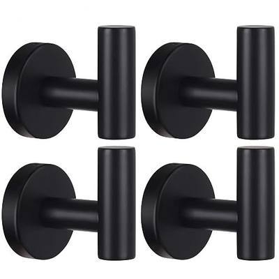 Towel Hooks Bathroom Coat Robe Wall Hook Heavy Duty Door Hanger Towel Robe Clothes Cabinet Closet Sponges Rack for Bathroom Bedroom Kitchen Hotel Pool 4 Packs Black(Drilling Installation)