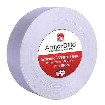 ArmorDillo Poly Shrink Wrap Tape – 2" x 180' White Heat Shrink Tape for Boats | Waterproof Crash Wrap, Press & Seal Plastic Repair, Electrical & Plumbing Protection