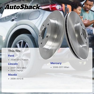 AutoShack Front Brake Rotors 11.76" (298.7 mm) for Ford Fusion 2012 | Brake Rotors, direct-fit replacement for Ford & Mazda, Fusion 2006-2012 6 2006-2013, AWD FWD L4 2.3L 2.5L V6 3.0L 3.5L 3.7L