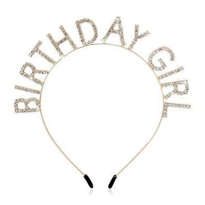 AOPRIE Birthday Girl Headband Happy Birthday Tiara for Women Girls Princess Crown Rhinestone Accessories, Gold