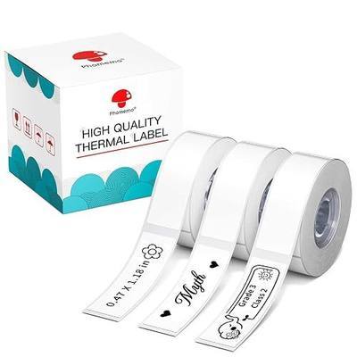 Phomemo D30 Labels, 3/8" X 1 1/2" (12mm X 40mm) 160 Labels/Roll, D30 Label Tape Compatible with D30 Label Printer, Print Master Labels Refill for Home, Office, Kid School Supplies, Black on White