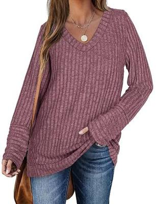 WIHOLL Womens Summer Tops Casual V Neck Puff Sleeve Soft Twist Shirts