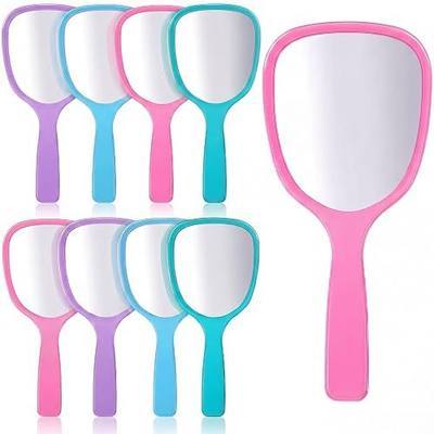 Jetec 8 Pcs Small Handheld Hand Mirrors 1X Compact Travel Makeup Mirror 3.15 x 7.09 in Mini Handheld Cosmetic Kid Mirror for Girl DIY Crafts Classroom Party Salon Favors (Blue,Green,Pink,Purple)