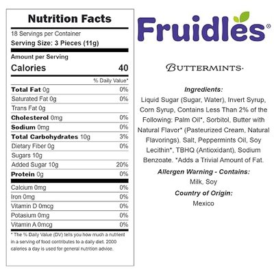 55 Count Fruidles Purple Big Dots Buttermints, Mint Candies, After Dinner Mints, Butter Mint Candy, Fat-Free, Kosher Certified, Individually Wrapped