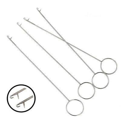 4 Pieces Needle Hook, Latch Hook Supplies, Tongue Crochet Tool, Sewing Loop Turner Hook with Latch for Fabric Tube Straps Belts Strips DIY Accessories Bent Latch Crochet | Tongue Crochet Tool, Sewing Loop Turner Hook with Latch for Fabric Tube Straps Belts Strips DIY