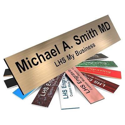 Engraved Name Plates for Door Sign Personalized Brushed Copper Pattern Plastic Plaque with Black Letters - Made in USA 2x8 M5