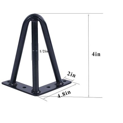 4 Inch Hairpin Legs Black 1/2" Dia 3 Rods Coffee Table Feet 4PCS