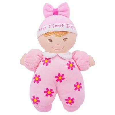 June Garden 9" My First Doll Sienna - Soft Plush Baby Doll with Rattle - Pink Outfit