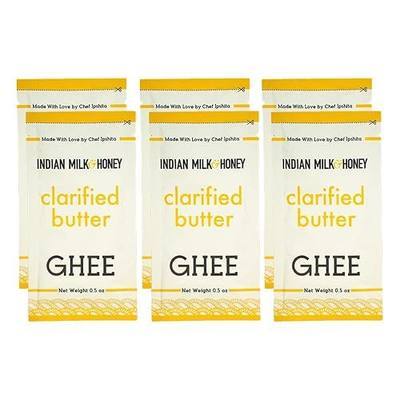 Original Grass-Fed Classic Ghee Butter by Indian Milk & Honey Handmade, Locally Sourced, Lactose, Gluten & Casein Free – Convenient & Portable Ghee Clarified Butter - 0.5 Ounce Sachets (Pack of 6)