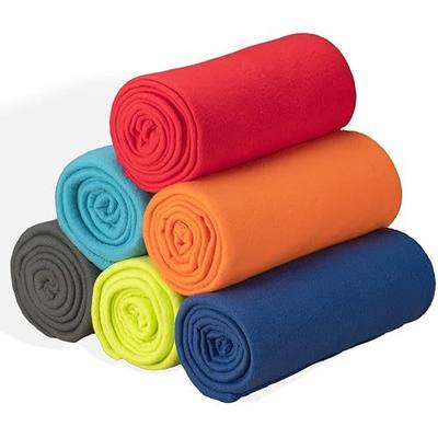 Fleece Blanket Bulk Pack of 6 Cozy Fleece Throw Blankets 50x60 Warm Soft Lightweight Breathable Pet-Friendly for Deco Bed Sofa Kids Wedding Gifts Camping (Assorted)