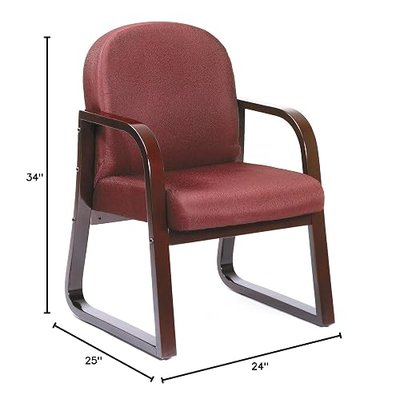 Boss Office Products Mahogany Frame Fabric Side Chair in Burgundy (B9570-BY)