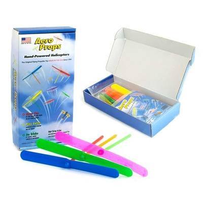 The Original Aero Props - Flying Helicopter Prop Hand Spinner - Plastic Spin Copter Dragonfly Whirlybird STEM Toy - Made in the USA - Fun for All Ages - Multi Color - 10 Pack