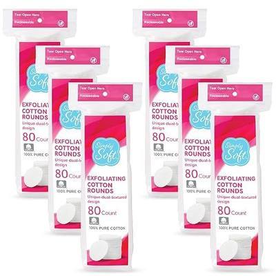 Simply Soft Hypoallergenic Exfoliating Dual Textured Cotton Rounds Pads, 80 Count (Pack of 6)