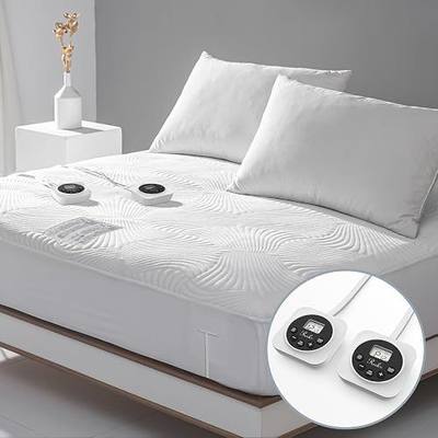 King Size Electric Heated Mattress Pad - Bed Warmer with Memory & Preheat Functions, 12 Heat Settings Dual Control for 1-12 Hours Auto Off, Lighted Button