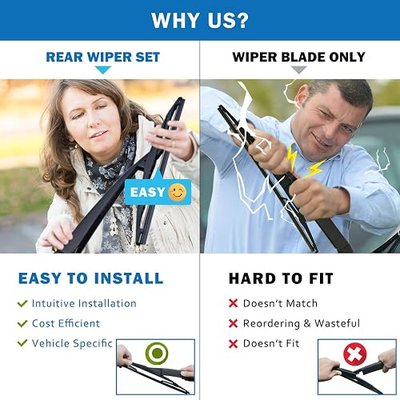 WTI Rear Wiper Arm Blade Set Compatible With Kia Sedona 2006-2014 minivan Rear Windshield Window Wiper Kits Assembly New Replacement Accessories Parts Fit 988104D001