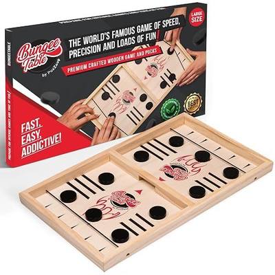 Fast Sling Puck Game - Test Your Speed and Accuracy with This Fast-Paced Wooden Air Hockey Board Game - Guaranteed Fun for Family Night or Friends Party