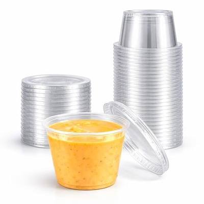 5.5 oz Clear Plastic Souffle Cups, BPA Free Portion Cups with Lids, 50 Sets | Perfect for sauces, dressings, condiments, samples, snacks and portion control applications
