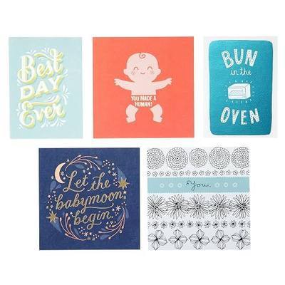 Hallmark Studio Ink Baby Card Assortment, Pregnancy Congratulations/Baby Shower/Pregnancy Support/Welcome Baby/Baby's 1st Birthday Assortment (5 cards with Envelopes) (1099RZK1005)